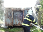Požár velkoobjemového kontejneru v ulici Benešovská v Semilech
